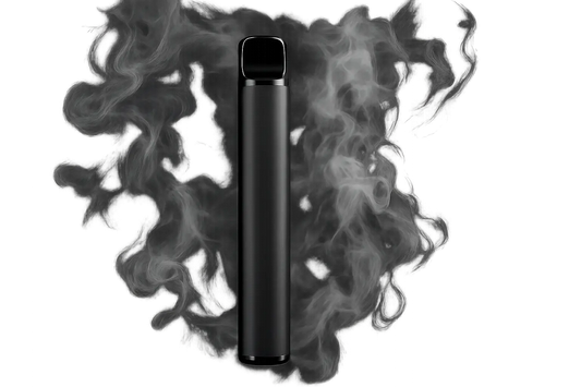 Svart cylindrisk vapepenna med munstycke.