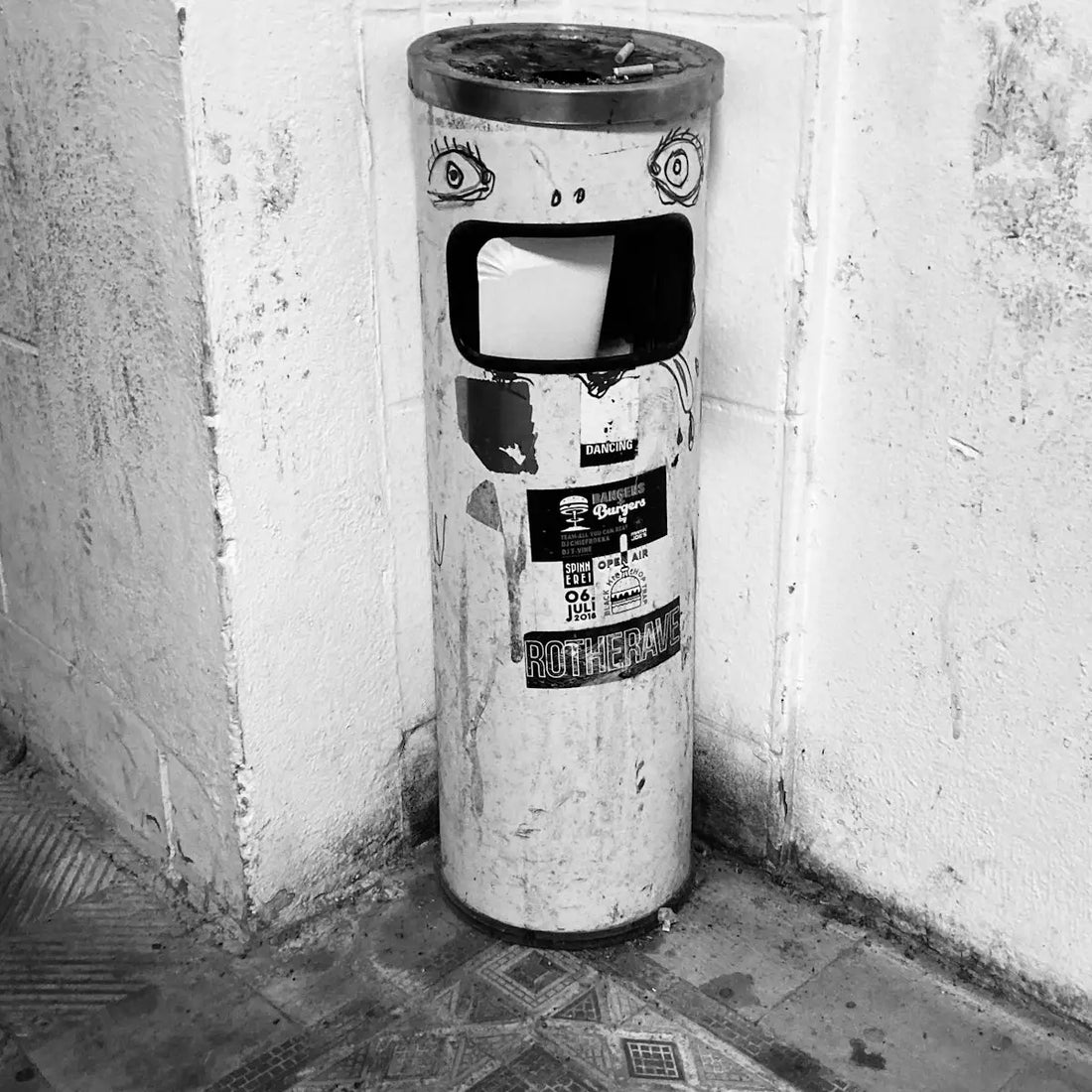 black and white fire extinguisher