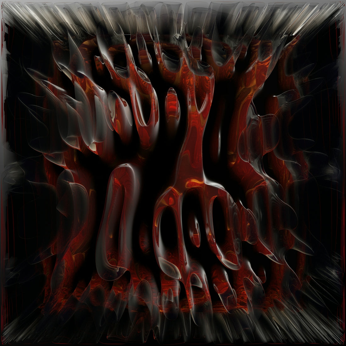 an abstract photograph of a red and black object