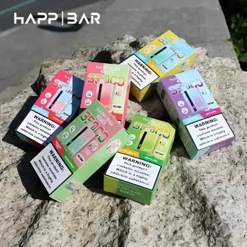 Vape-boxar med olika smaker.