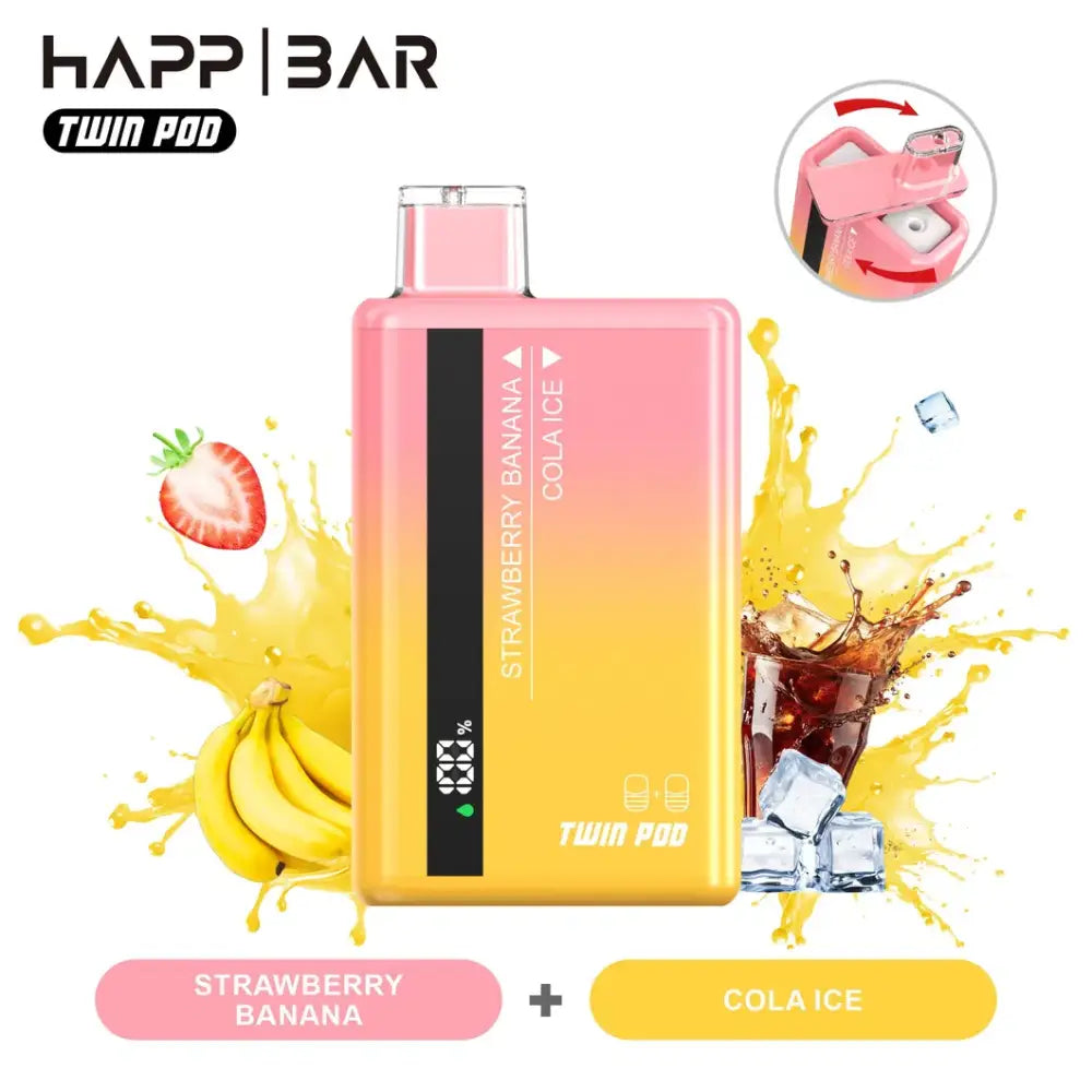Happ Bar Twin Pod 35000 Puffar Engångsvape - Strawberry banana + Cola ice - Electronic Cigarettes