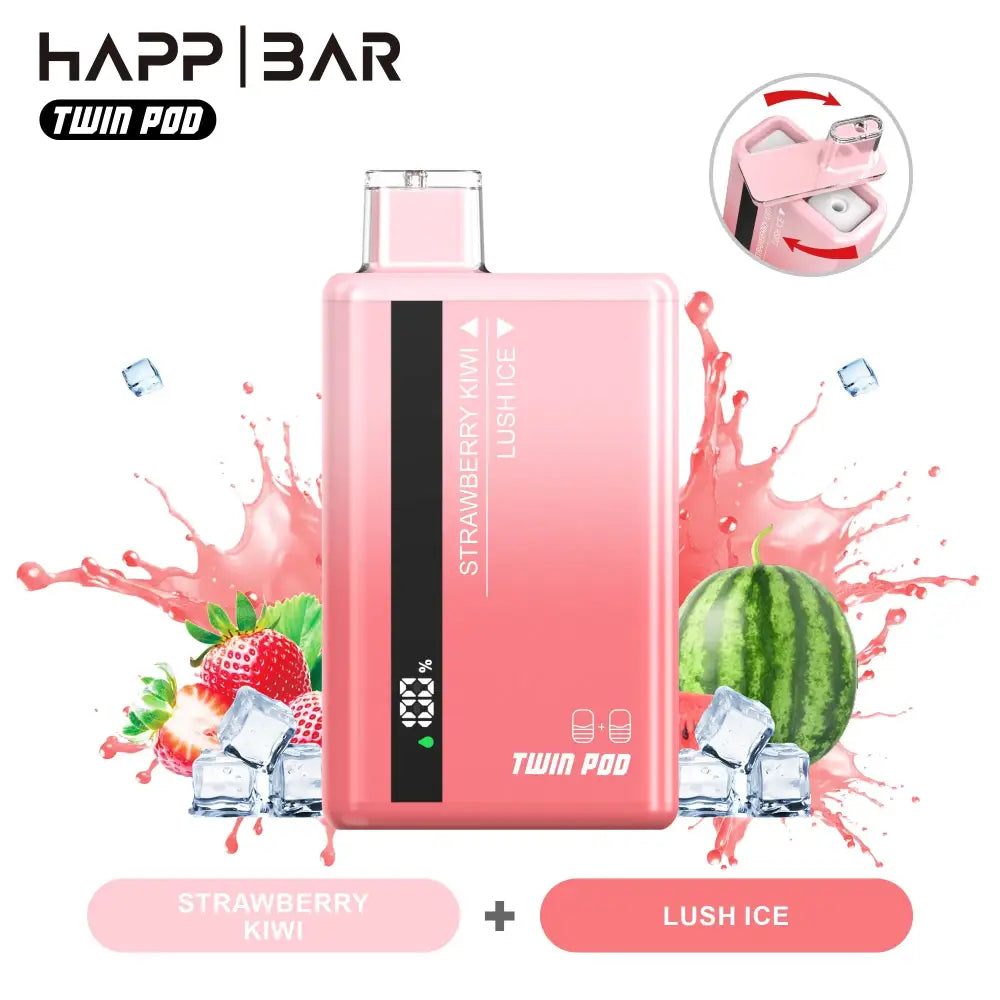 Happ Bar Twin Pod 35000 Puffar Engångsvape - Strawberry kiwi + Lush ice - Electronic Cigarettes